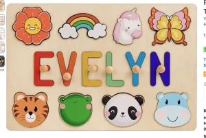 Name Puzzles for Kids Personalized, Wooden Puzzles for Toddlers, screenshot from Amazon
