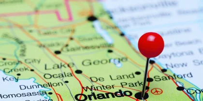 Orlando pinned on a map of USA