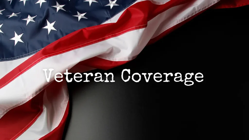 veteran healthcare coverage illustration with dark background and american flag