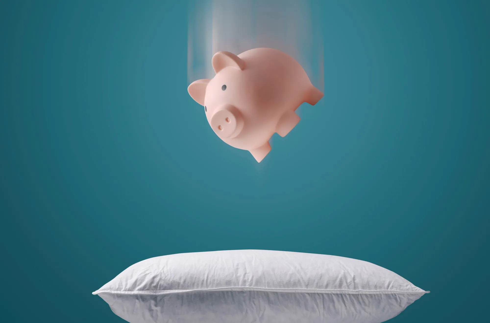 how to protect your financial investments and savings, piggy bank falling on a soft pillow