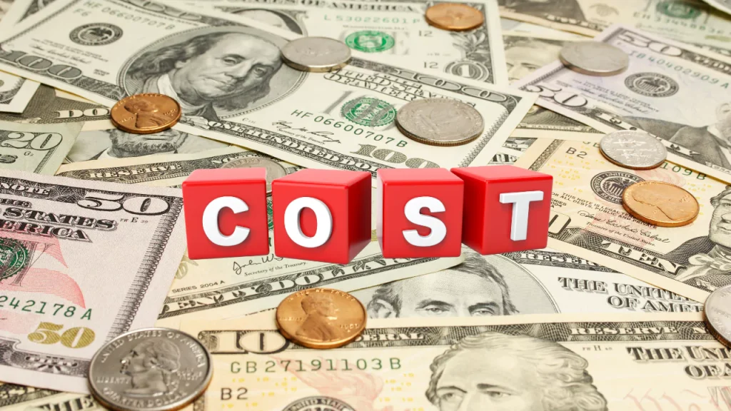 word cost on a money background