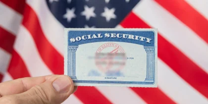 social security card in front of an american flag